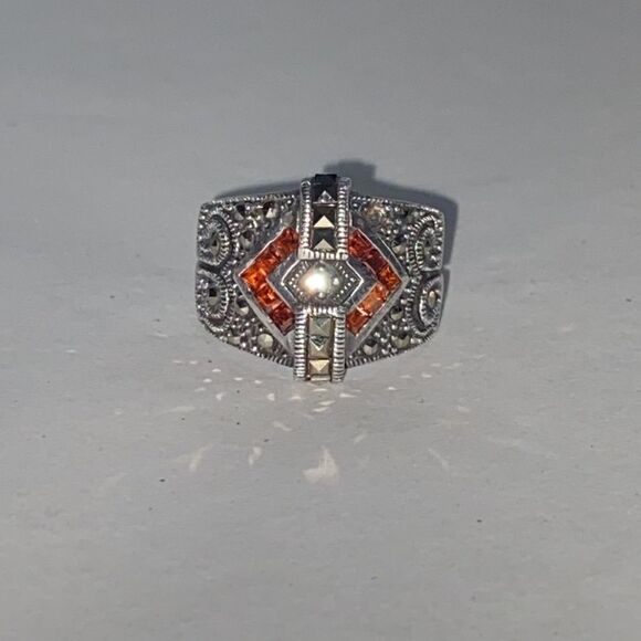Sterling Marcastie w Rust Crystals Ring - Picture 8 of 8